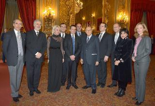 Il Presidente Giorgio Napolitano con i musicisti del Concerto &quot;Ensemble aus Solisten der Wiener Philharmoniker&quot;
