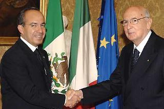 Il Presidente Giorgio Napolitano con Felipe Calderon, Presidente degli Stati Uniti Messicani