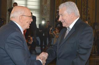 Il Presidente Giorgio Napolitano con l'Avv. Renzo Gattegna, Presidente dell'UCEI, in occasione della celebrazione del &quot;Giorno della Memoria&quot;