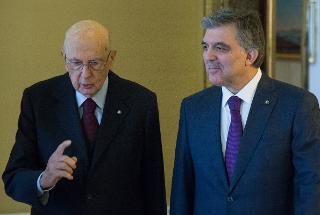 Il Presidente Giorgio Napolitano con il Presidente della Repubblica di Turchia Abdullah Gül, in visita di Stato in Italia