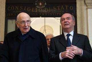 Il Presidente Giorgio Napolitano con il Presidente del Consiglio di Stato Giorgio Giovannini a Palazzo Spada, in occasione della cerimonia di inaugurazione dell'Anno Giudiziario del Consiglio di Stato