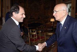 Il Presidente Giorgio Napolitano accoglie Paolo Buzzetti, Presidente dell'Associazione Nazionale Costruttori Edili al Quirinale