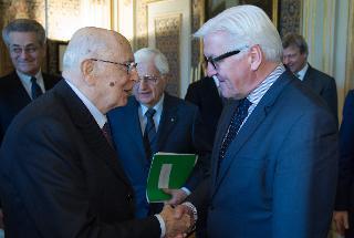Il Presidente Giorgio Napolitano accoglie Frank-Walter Steinmeier, Ministro Federale degli Affari Esteri della Repubblica Federale di Germania