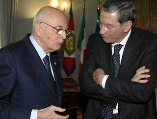 Il Presidente Giorgio Napolitano con il Vice Presidente del Consiglio Superiore della Magistratura Nicola Mancino, in occasione dell'Assemblea plenaria del CSM.