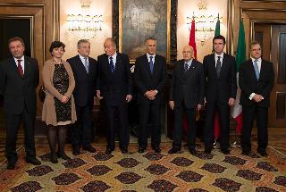 Il Presidente Giorgio Napolitano con il Presidente della Repubblica Portoghese Anibal Cavaco Silva e il Re di Spagna Juan Carlos al Palacio da Cidadela di Cascais