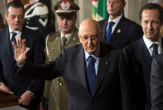 Il Presidente della Repubblica Giorgio Napolitano al termine delle consultazioni