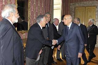 Il Presidente Giorgio Napolitano al suo arrivo all'Accademia Nazionale dei Lincei, in occasione della presentazione dell'opera &quot;La Torre restituita&quot;