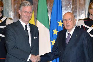 Il Presidente Giorgio Napolitano con il Re Filippo dei Belgi in occasione della visita ufficiale in Italia