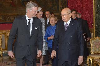 Il Presidente della Repubblica Giorgio Napolitano con il Re dei Belgi Filippo in visita ufficiale in Italia