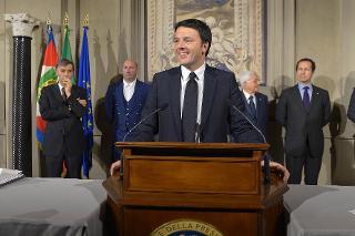 Il Presidente del Consiglio incaricato Matteo Renzi annuncia la lista dei Ministri