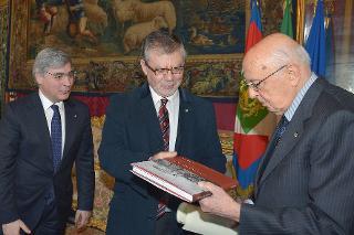 Il Presidente Giorgio Napolitano con il Prof. Joseph Weiler e Pasquale Ferrara in occasione dell'incontro con una delegazione di ricercatori dell'Istituto Universitario Europeo di Firenze