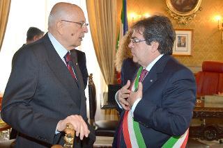 Il Presidente Giorgio Napolitano con il Sindaco di Catania, Enzo Bianco