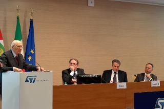 Il Presidente Giorgio Napolitano durante il suo intervento all'incontro di presentazione della STMicroelectronics