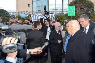 Il Presidente Giorgio Napolitano nel corso dell'incontro con i lavoratori della Micron