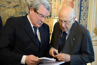 Il Presidente Giorgio Napolitano con il Presidente della Provincia di Prato Lamberto Gestri