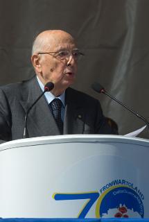 Il Presidente Giorgio Napolitano nel corso del suo intervento alla cerimonia commemorativa del 70° anniversario della distruzione della Città di Cassino