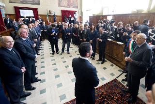 Il Presidente Giorgio Napolitano nel corso dell'incontro con i componenti la Giunta e il Consiglio Comunale di Cassino