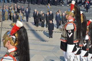 Il Presidente Giorgio Napolitano all'Altare della Patria in occasione del 153° anniversario della proclamazione dell'Unità nazionale