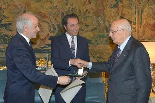 Il Presidente Giorgio Napolitano con Paolo Sorrentino e Toni Servillo