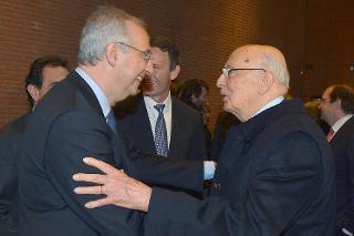 Il Presidente Giorgio Napolitano con l'On. Walter Veltroni in occasione della proiezione in anteprima del film &quot;Quando c'era Berlinguer&quot;