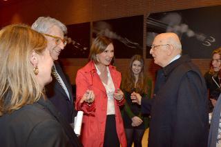 Il Presidente Giorgio Napolitano con i familiari di Enrico Berlinguer in occasione della proiezione in anteprima del film &quot;Quando c'era Berlinguer&quot; di Walter Veltroni