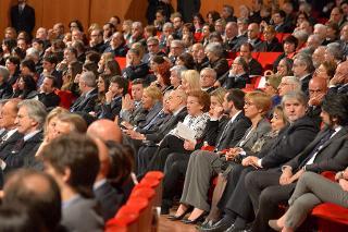 Il Presidente Giorgio Napolitano nel corso della proiezione in anteprima del film &quot;Quando c'era Berlinguer&quot; di Walter Veltroni