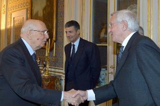 Il Presidente Giorgio Napolitano con il Prof. Giorgio La Malfa in occasione dell'incontro con una delegazione della Fondazione Ugo La Malfa
