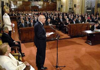 Il Presidente Giorgio Napolitano rivolge il suo indirizzo di saluto all'Assemblea regionale Siciliana