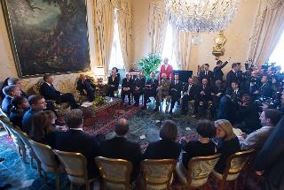 Il Presidente Giorgio Napolitano e il Presidente Barack Obama nel corso del colloquio allargato alle delegazioni ufficiali statunitense e italiana