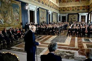 Il Presidente Giorgio Napolitano rivolge il suo indirizzo di saluto ai candidati al Premio David di Donatello
