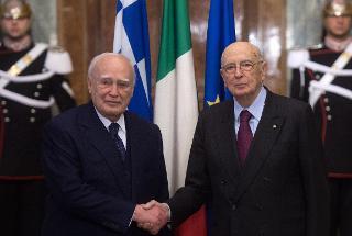 Il Presidente della Repubblica Italiana, Giorgio Napolitano, con il Presidente della Repubblica Ellenica, Karolos Papoulias