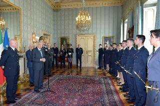 Il Presidente Giorgio Napolitano durante il suo intervento in occasione dell'incontro con una rappresentanza degli Allievi di Istituti di formazione dell'Aeronautica Militare in occasione del 91° anniversario di fondazione