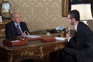 Il Presidente Giorgio Napolitano nel corso dell'intervista con Fabio Fazio