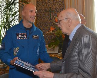 Il Presidente Giorgio Napolitano con l'astronauta Luca Parmitano