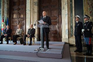 Il Presidente Giorgio Napolitano rivolge il suo indirizzo di saluto in occasione dell'incontro con gli esponenti delle Associazioni Combattentistiche e d'Arma, nella ricorrenza del 69° Anniversario della Liberazione