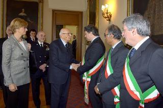 Il Presidente Giorgio Napolitano con i Sindaci di Comuni particolarmente colpiti dalla ferocia nazifascista del 1944