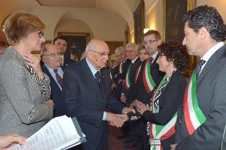 Il Presidente della Repubblica Giorgio Napolitano con i Sindaci di Comuni particolarmente colpiti dalla ferocia nazifascista del 1944