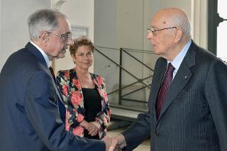 Il Presidente Giorgio Napolitano con il Prof. Lamberto Maffei, Presidente dell'Accademia Nazionale dei Lincei in occasione del Convegno dal titolo: &quot;Albert Hirschman, scienziato sociale&quot;