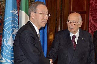 Il Presidente Giorgio Napolitano con il Segretario generale delle Nazioni Unite Ban Ki-moon