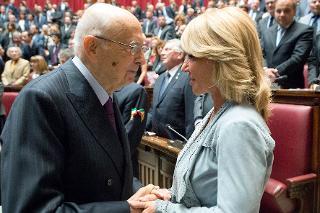 Il Presidente Giorgio Napolitano con l'On. Prof.ssa Sabina Rossa in occasione della cerimonia del Giorno della Memoria dedicato alle vittime del terrorismo