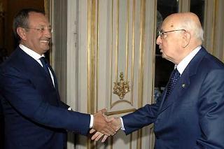 Il Presidente Giorgio Napolitano accoglie Antonio Catricalà, Presidente dell'Autorità Garante della Concorrenza e del Mercato
