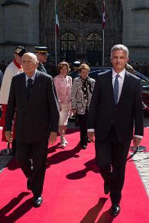 Il Presidente Giorgio Napolitano con il Presidente della Confederazione Svizzera Didier Burkhalter in occasione della Visita di Stato in Svizzera