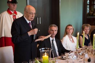 Il Presidente Giorgio Napolitano con il Presidente della Confederazione Svizzera Didier Burkhalter in occasione del Pranzo di Stato