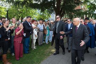 Il Presidente Giorgio Napolitano al suo arrivo all'Università Svizzera Italiana