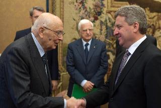 Il Presidente Giorgio Napolitano accoglie Gjorge Ivanov, Presidente dell'Ex Repubblica Jugoslava di Macedonia