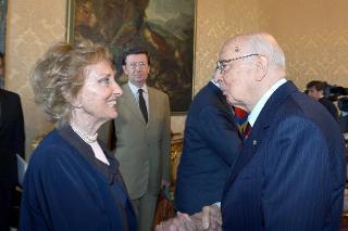 Il Presidente Giorgio Napolitano con la Sig.ra Bona Frescobaldi, Presidente Internazionale dell'Associazione "Friends of FAI"