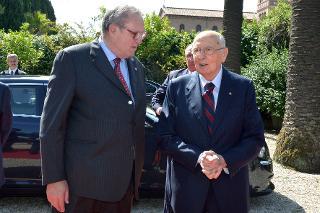 Il Presidente Giorgio Napolitano con il Gran Maestro del Sovrano Militare Ordine di Malta frà Matthew Festing in occasione della visita alla Villa Magistrale dell'Aventino