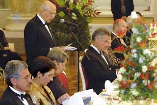 Il Presidente Giorgio Napolitano durante il suo intervento in occasione del pranzo di Stato