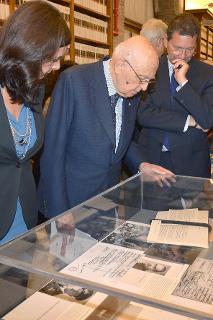 Il Presidente Giorgio Napolitano all'inaugurazione della mostra dal titolo: &quot;1943 - 1944. Roma, dall'occupazione alla liberazione&quot;, alla biblioteca della Camera dei deputati