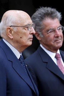 Il Presidente Giorgio Napolitano e il Presidente Federale della Repubblica d'Austria, Heinz Fischer in occasione della Visita di Stato